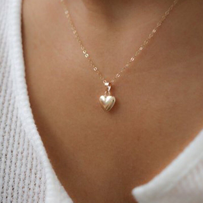 Colar feminino coração pêssego