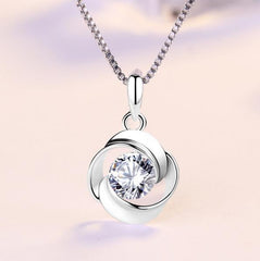 colar de zircão feminino pingente de rosa em prata S925