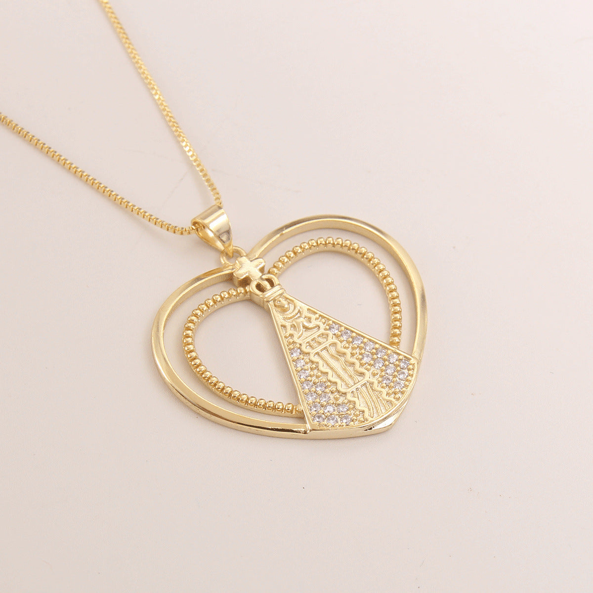 Colar Nossa Senhora Aparecida em Micro Zircônias Banhada a ouro 18k