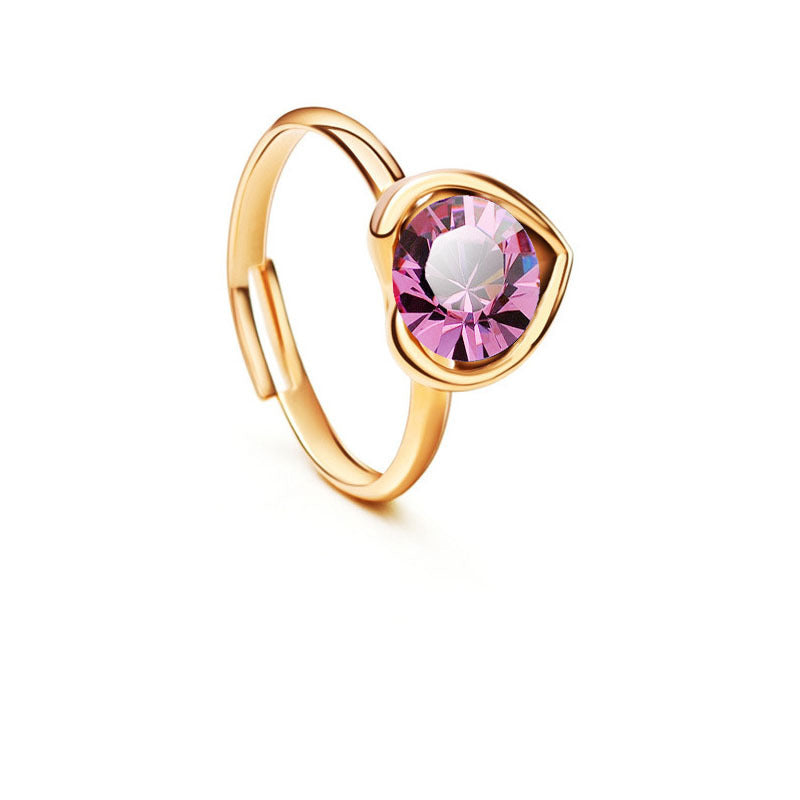 Conjunto Elegante de Joias em Cristal: Colar, Brincos, Anel e Pulseira em Forma de Coração