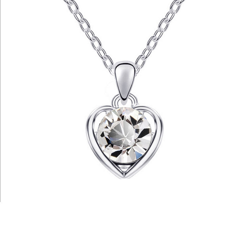 Conjunto Elegante de Joias em Cristal: Colar, Brincos, Anel e Pulseira em Forma de Coração