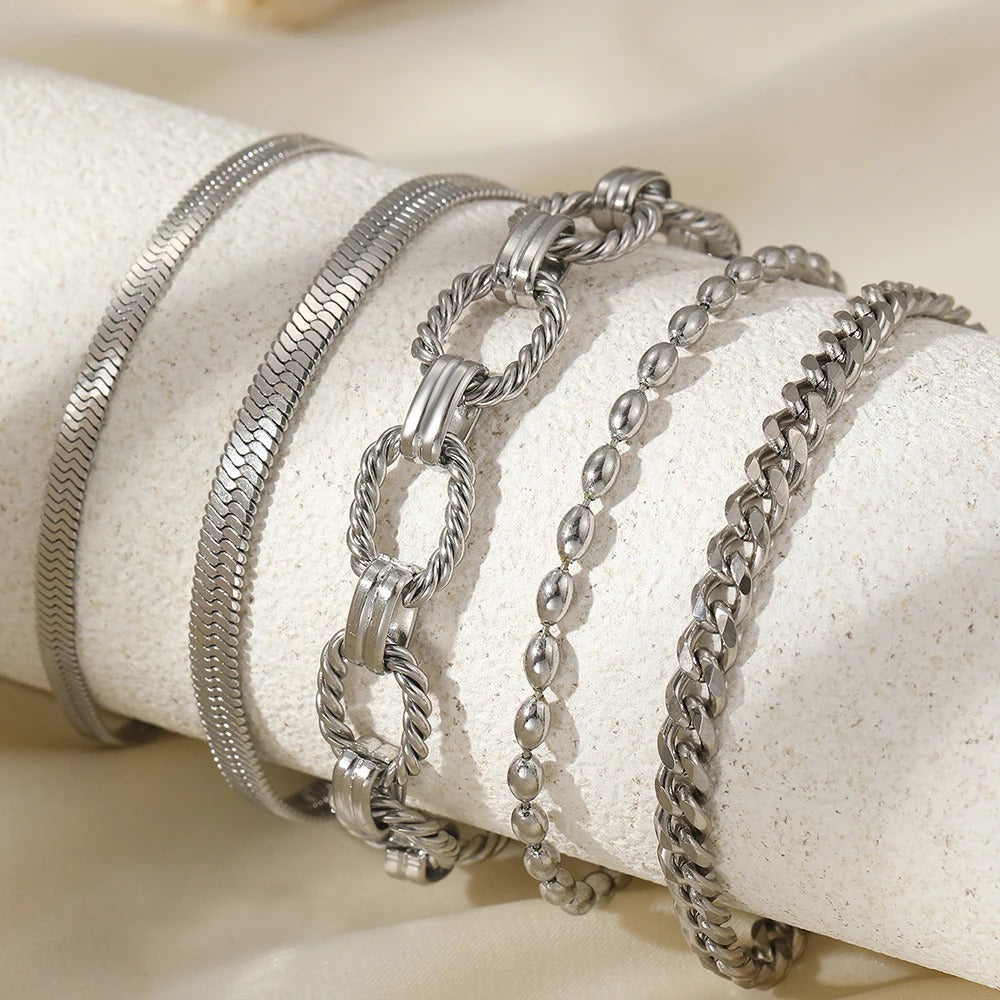 Conjunto de Pulseiras Elegantes em Prata 925